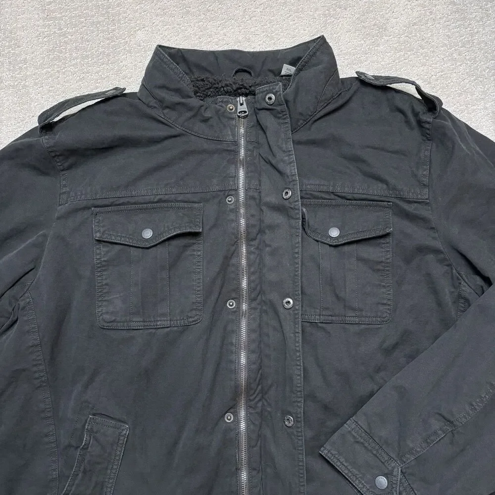Levi Strauss Jacket Mens 3XL Black Sherpa Lined Military Utility Cotton Washed